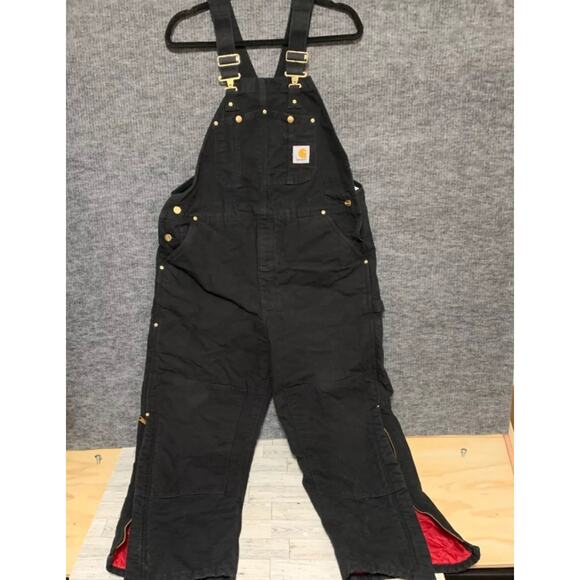 NWT Vtg Carhartt Men's 42X30 Black Bib Overalls Double Knee Duck Canvas Workwear - Picture 2 of 10
